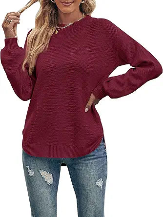 MEROKEETY Women's Fall Long Balloon Sleeve Sweater Tops