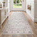 3x8 Washable Hallway Runner Rug Grey - Vintage Soft Non-Slip