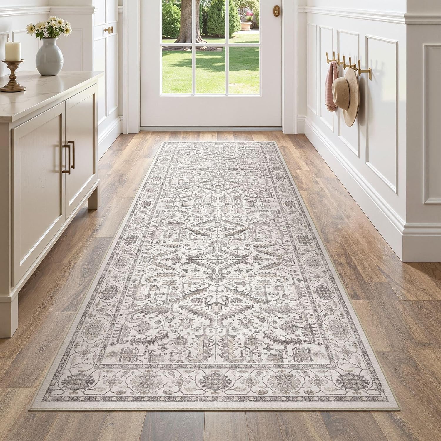 3x8 Washable Hallway Runner Rug for Vintage Home Decor