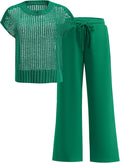 Stylish Women Two Piece Outfits Crochet Knit Sweater Set