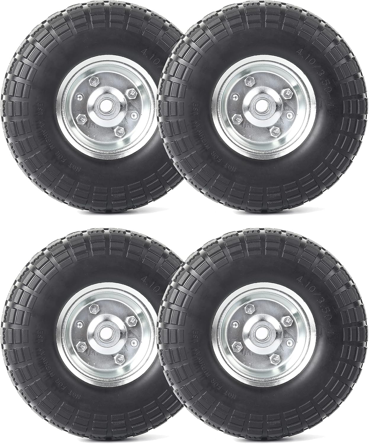 10-Inch Solid Rubber Tire Wheels for Lawn and Garden Carts
