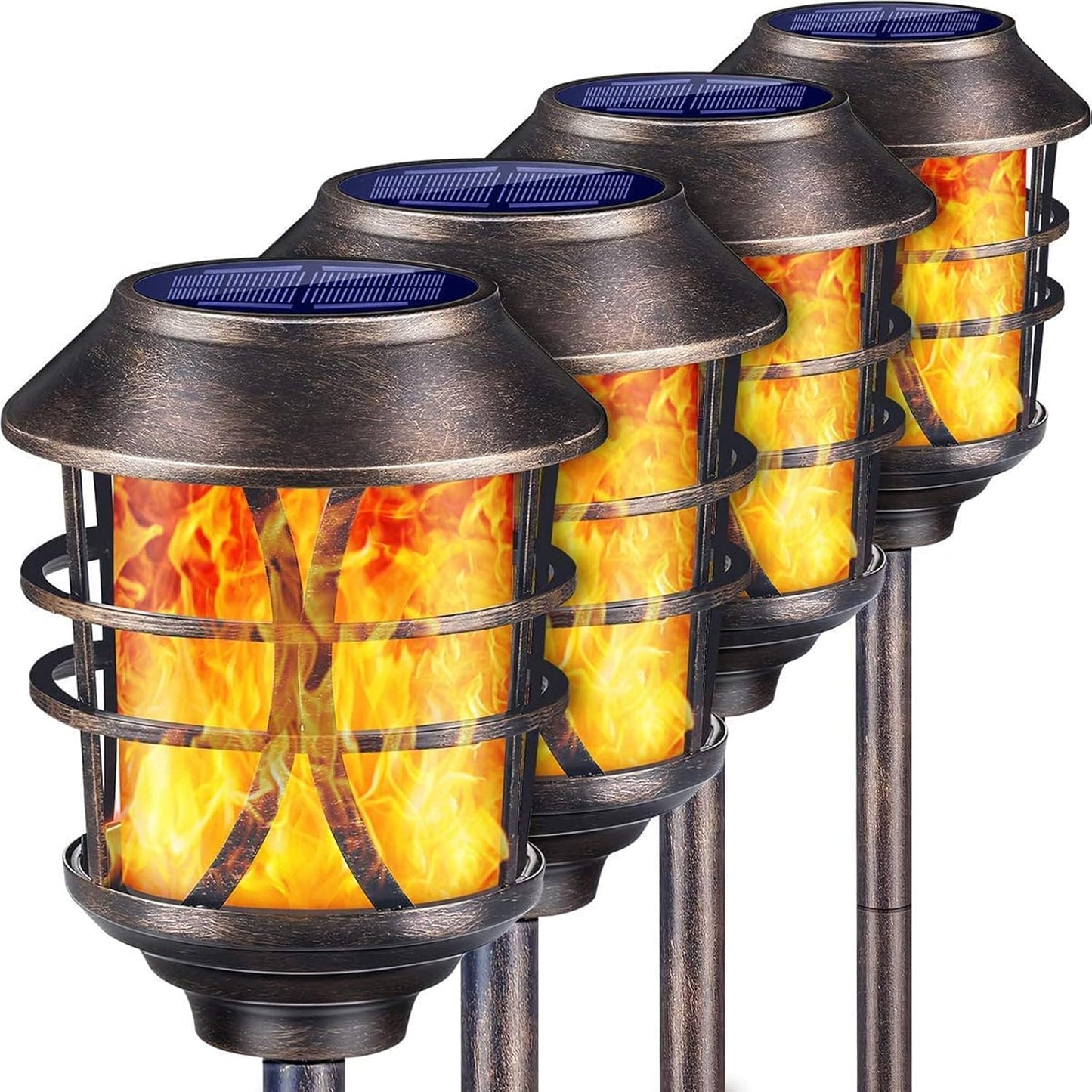 TomCare Solar Lights Flickering Flame Outdoor Lighting for Garden