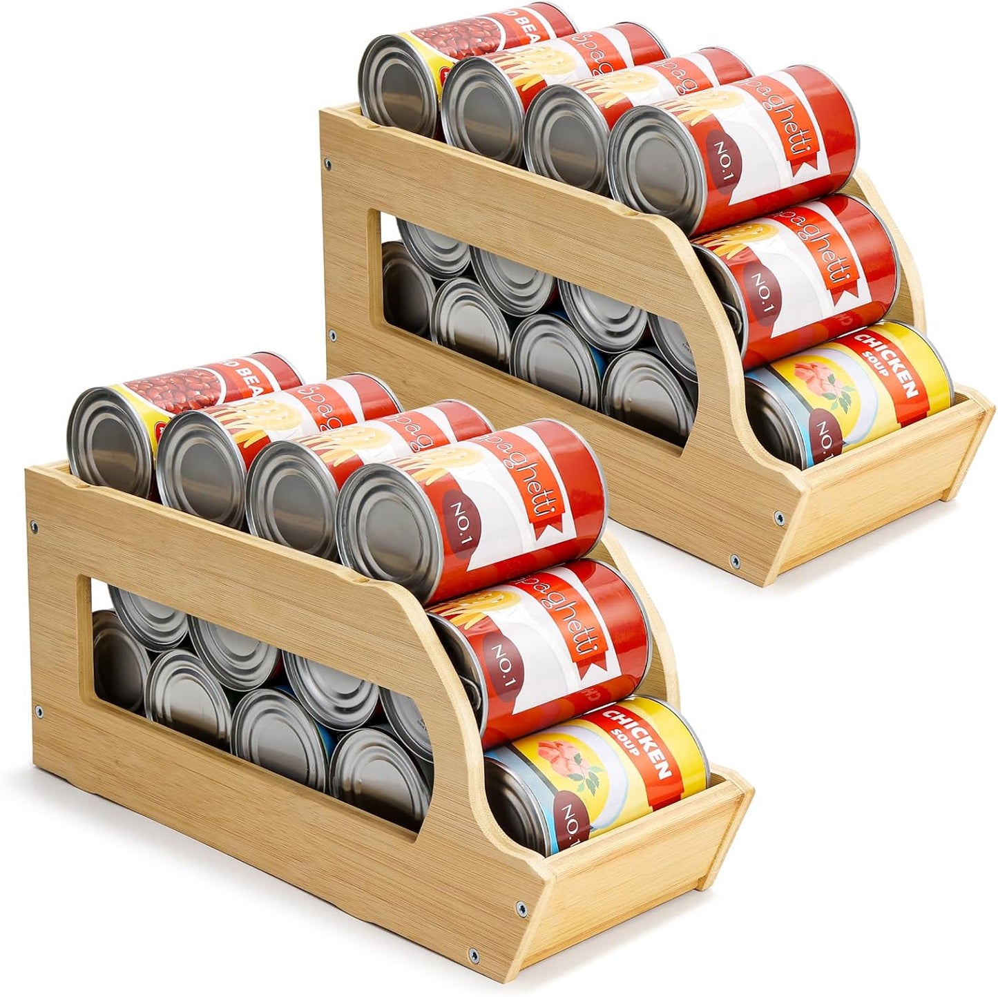 Bamboo Can Organizers for Pantry and Kitchen Storage Solutions