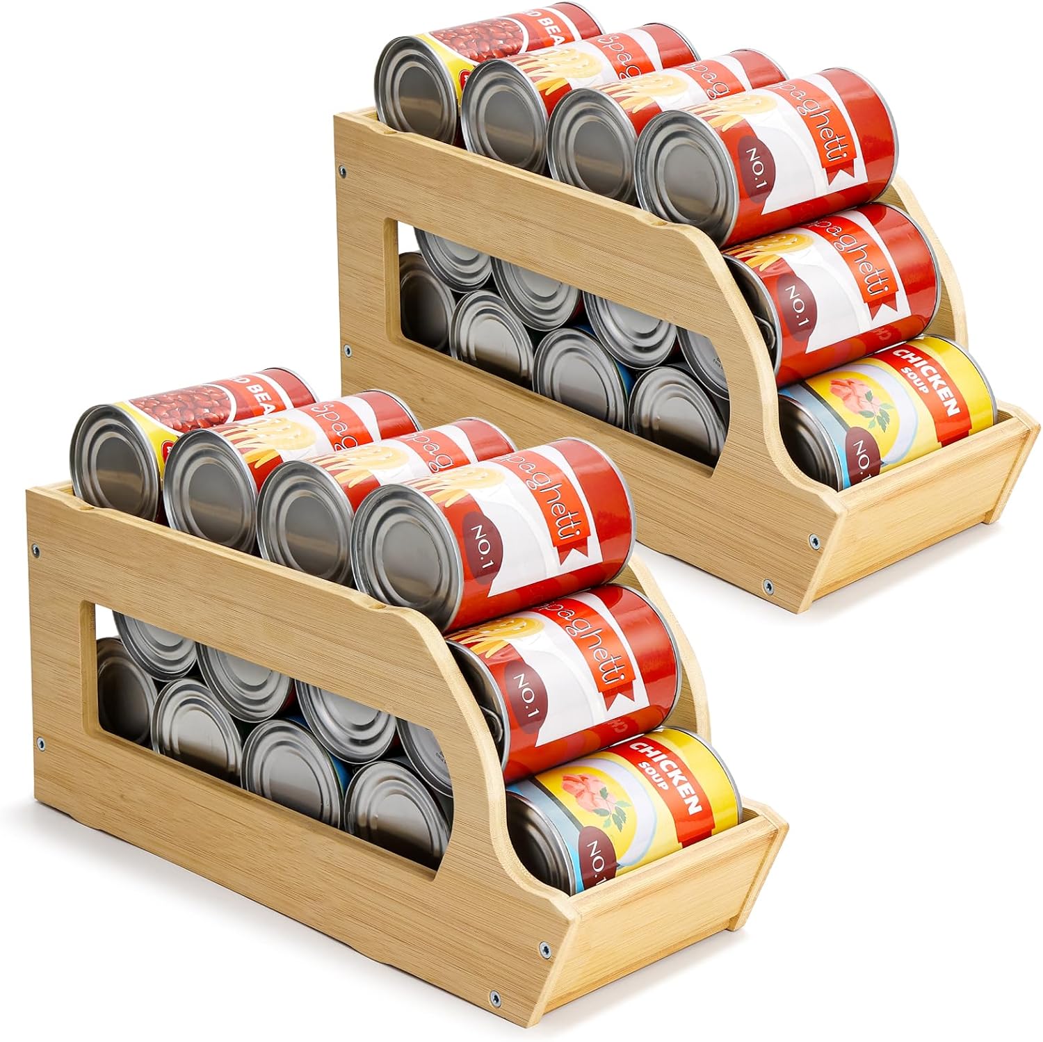 Bamboo Can Organizers for Pantry and Kitchen Storage Solutions