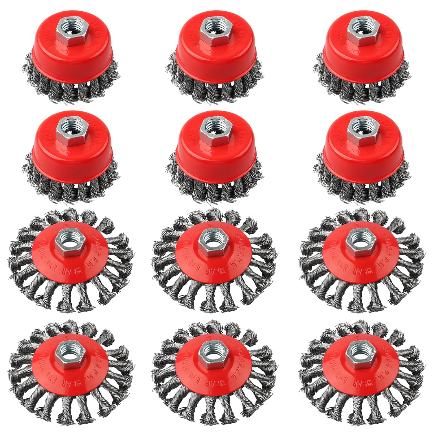 12 Pack Wire Brushes for Angle Grinder - Durable Steel Wheels