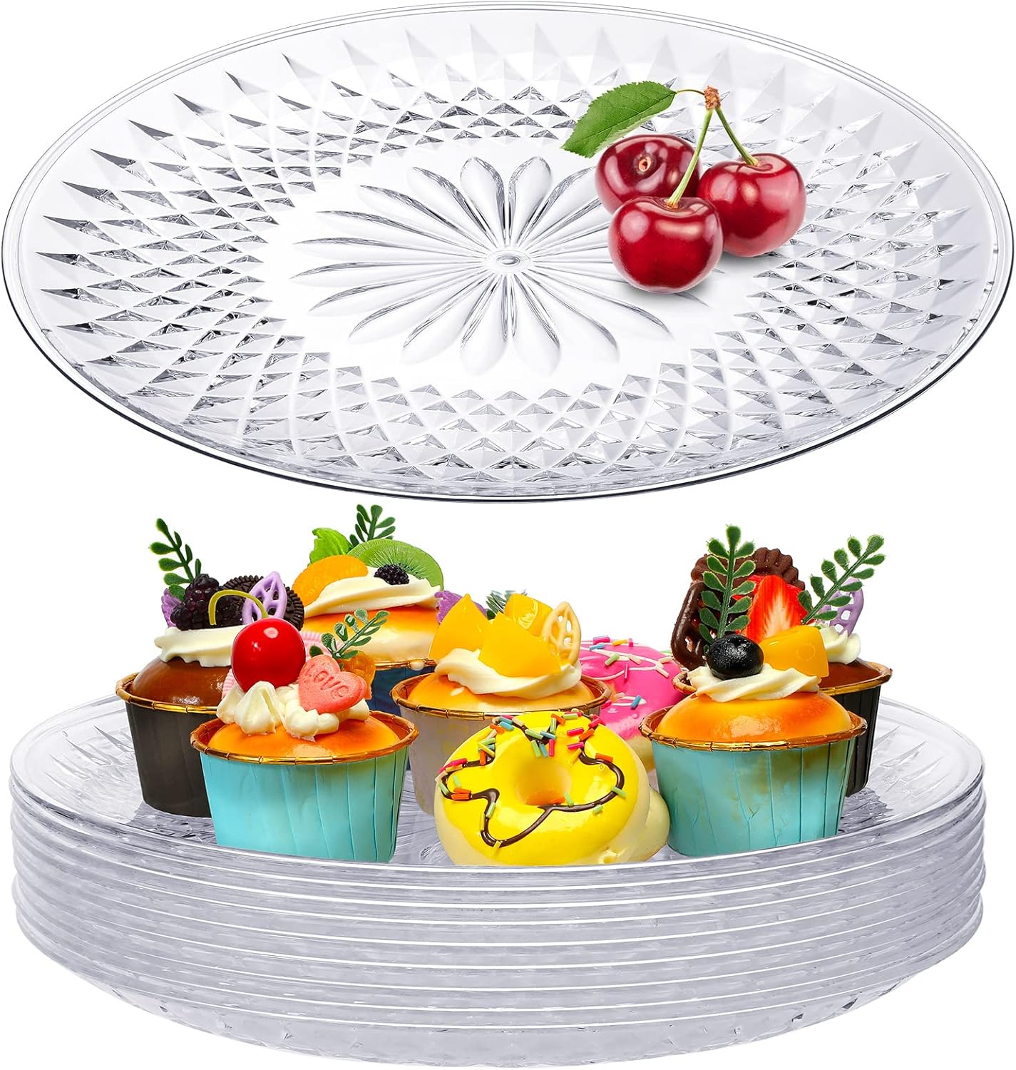 10 Pcs Round Plastic Serving Platters for Every Occasion