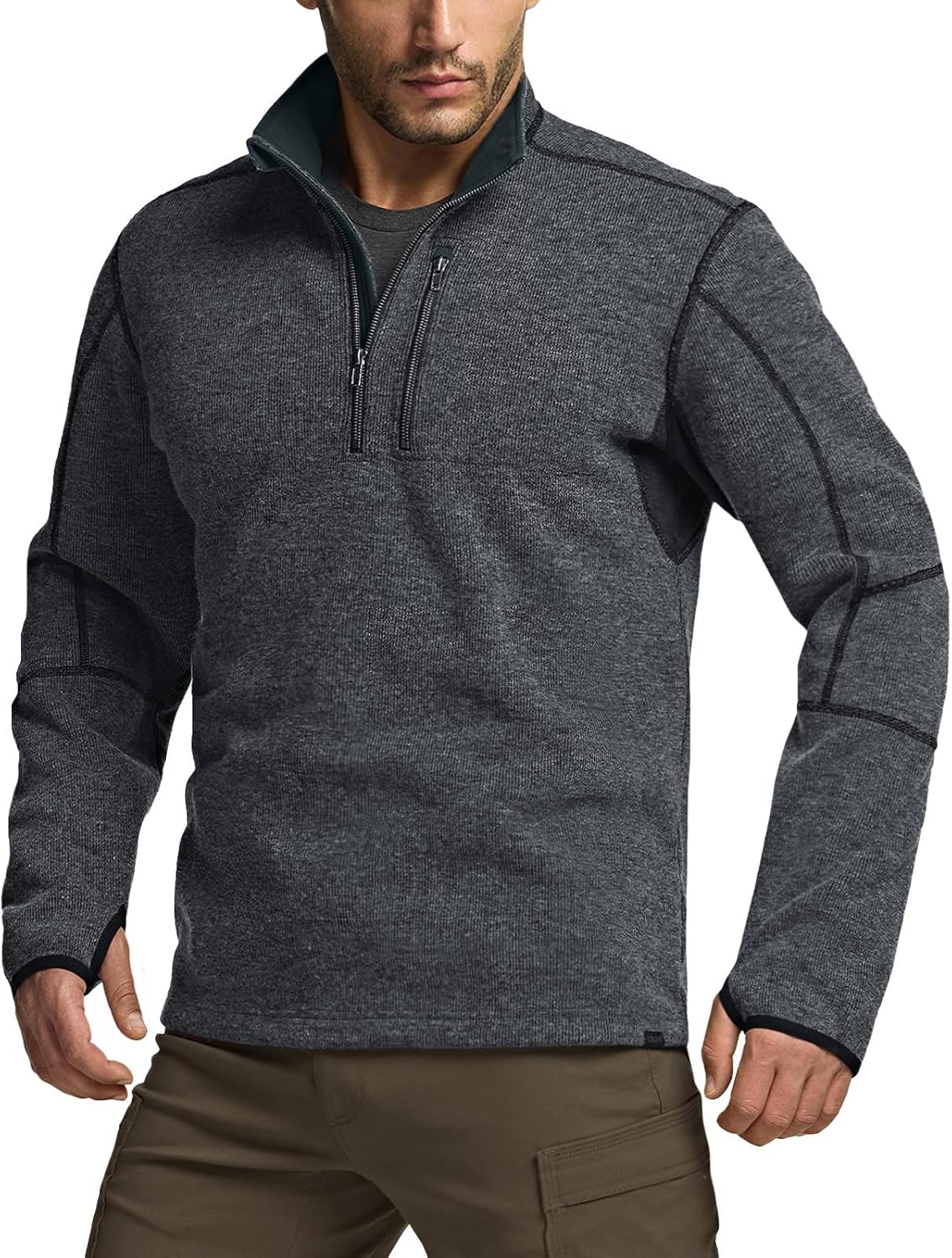 CQR Men's Quarter Zip Utility Fleece Pullover for Outdoor Use