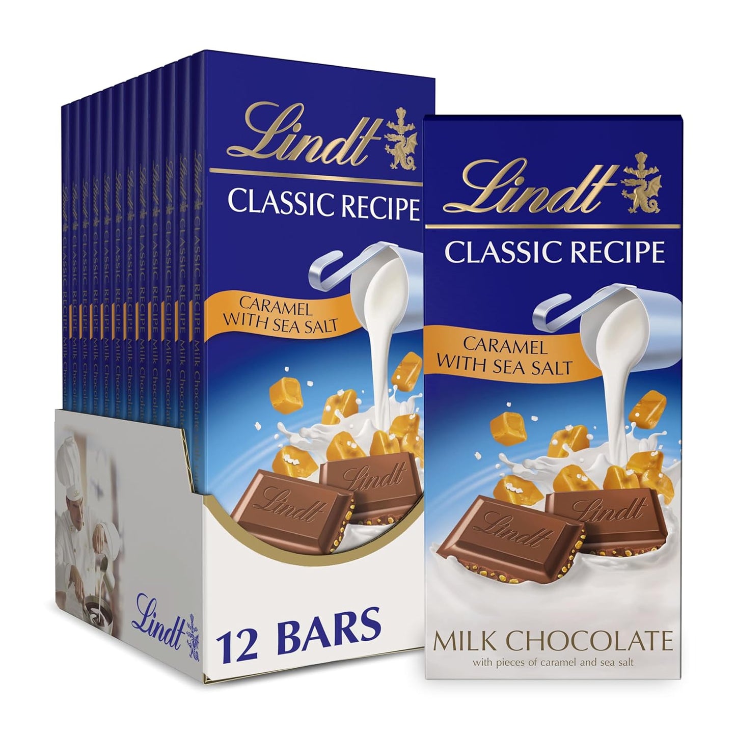 Lindt CLASSIC RECIPE Caramel with Sea Salt Milk Chocolate Bar