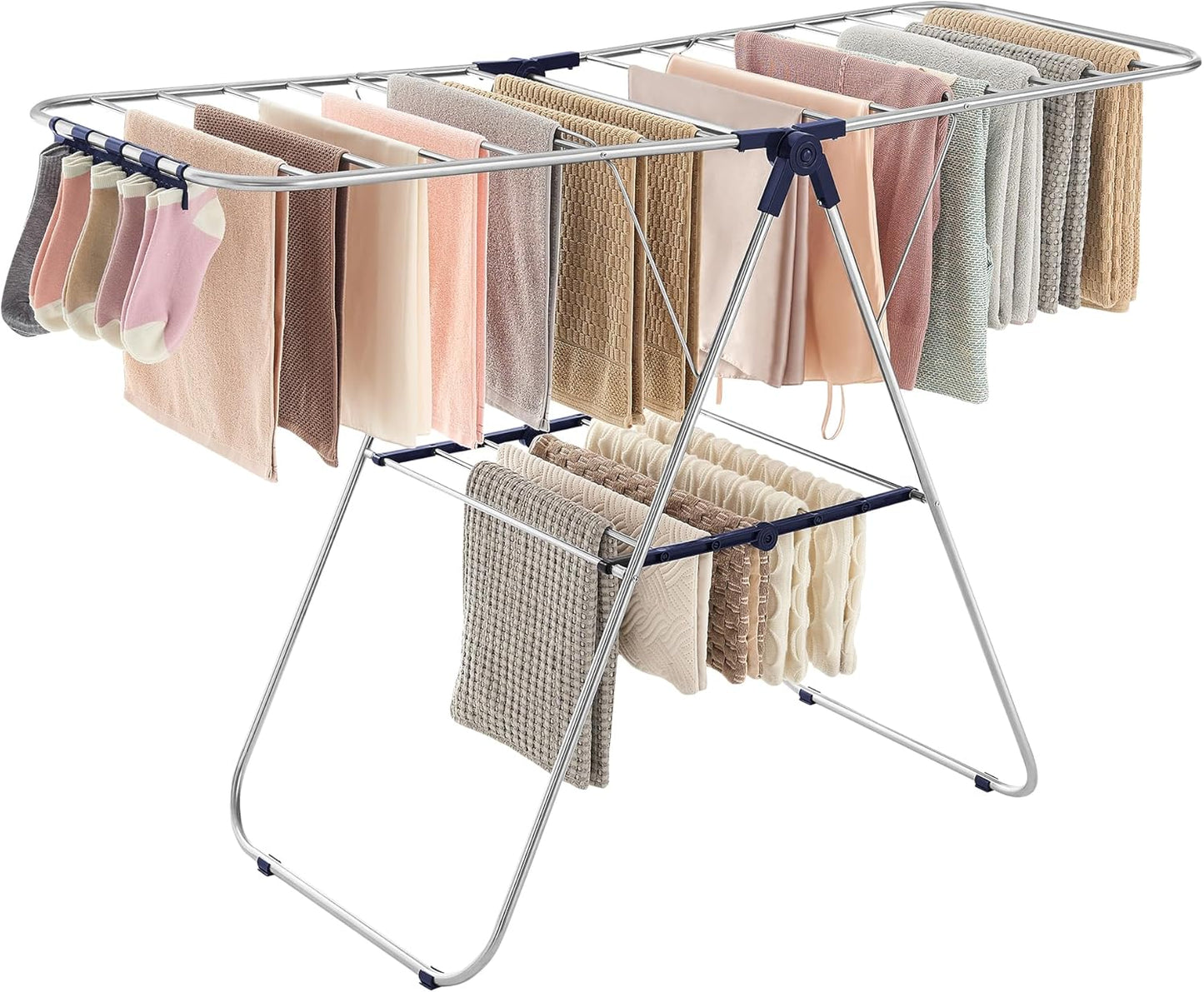SONGMICS Clothes Drying Rack with Adjustable Gullwings for All Needs