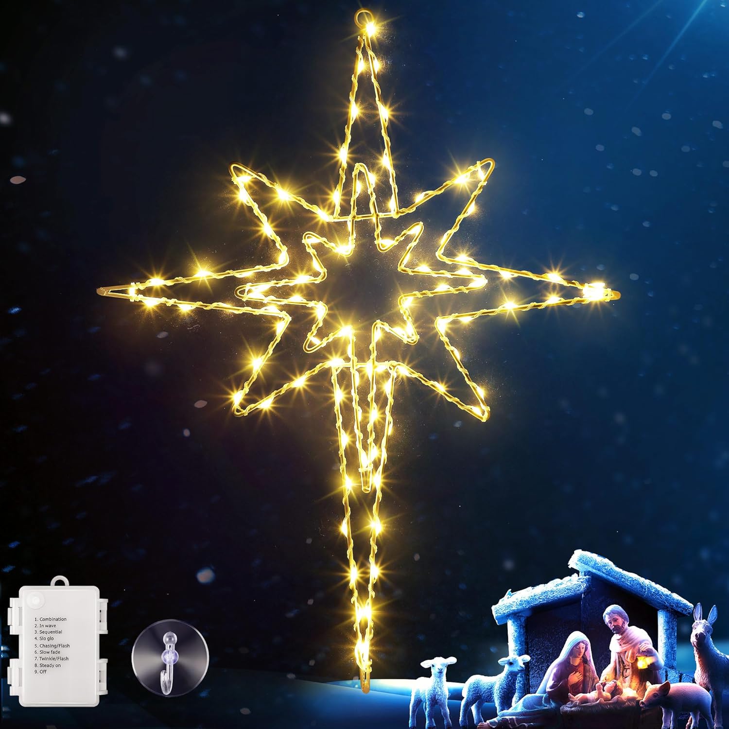 Hiboom 24 in Large Christmas Window Light Decorations for Holiday