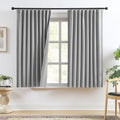 RAIN CITY Grey Linen Blackout Curtains for Bedroom 63 in Long