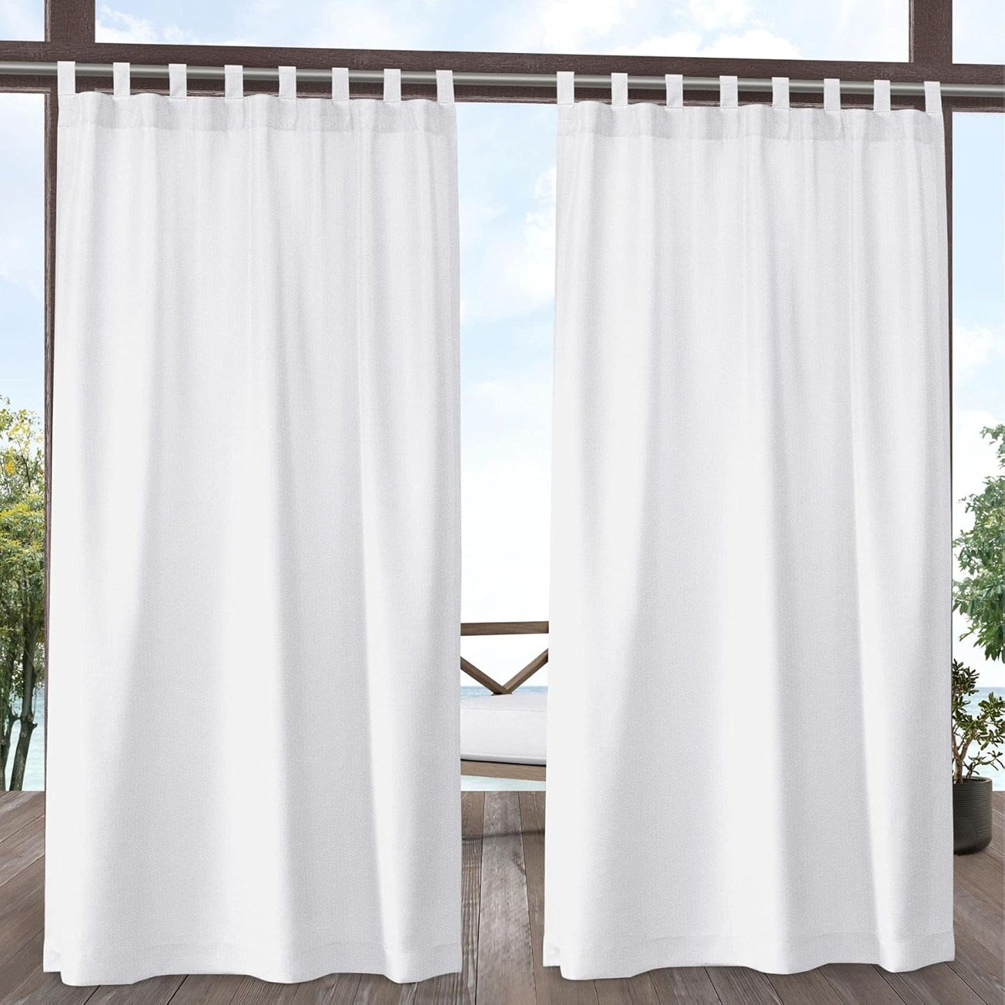 Premium Two Tone Outdoor Curtains, Set of 2