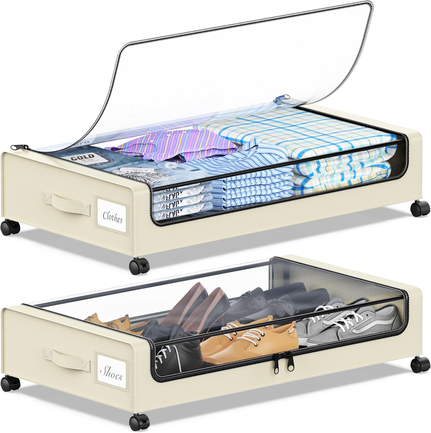 YAASHEEN Under Bed Storage with Wheels for Easy Organization