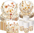 Fall Floral Party Tableware Set for 50 - Watercolor Wildflower Plates