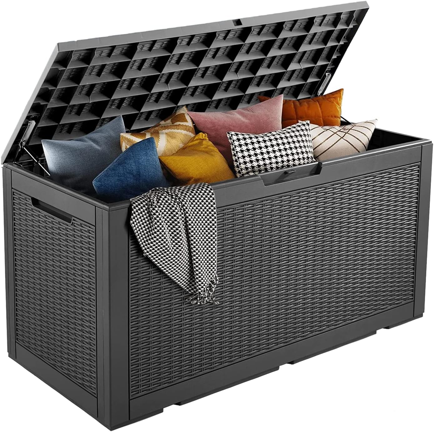 100 Gallons Deck Box Waterproof Outdoor Storage Bench for Garden