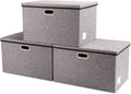 Extra Large Collapsible Storage Bins with Lids 3-Pack - Foldable Linen