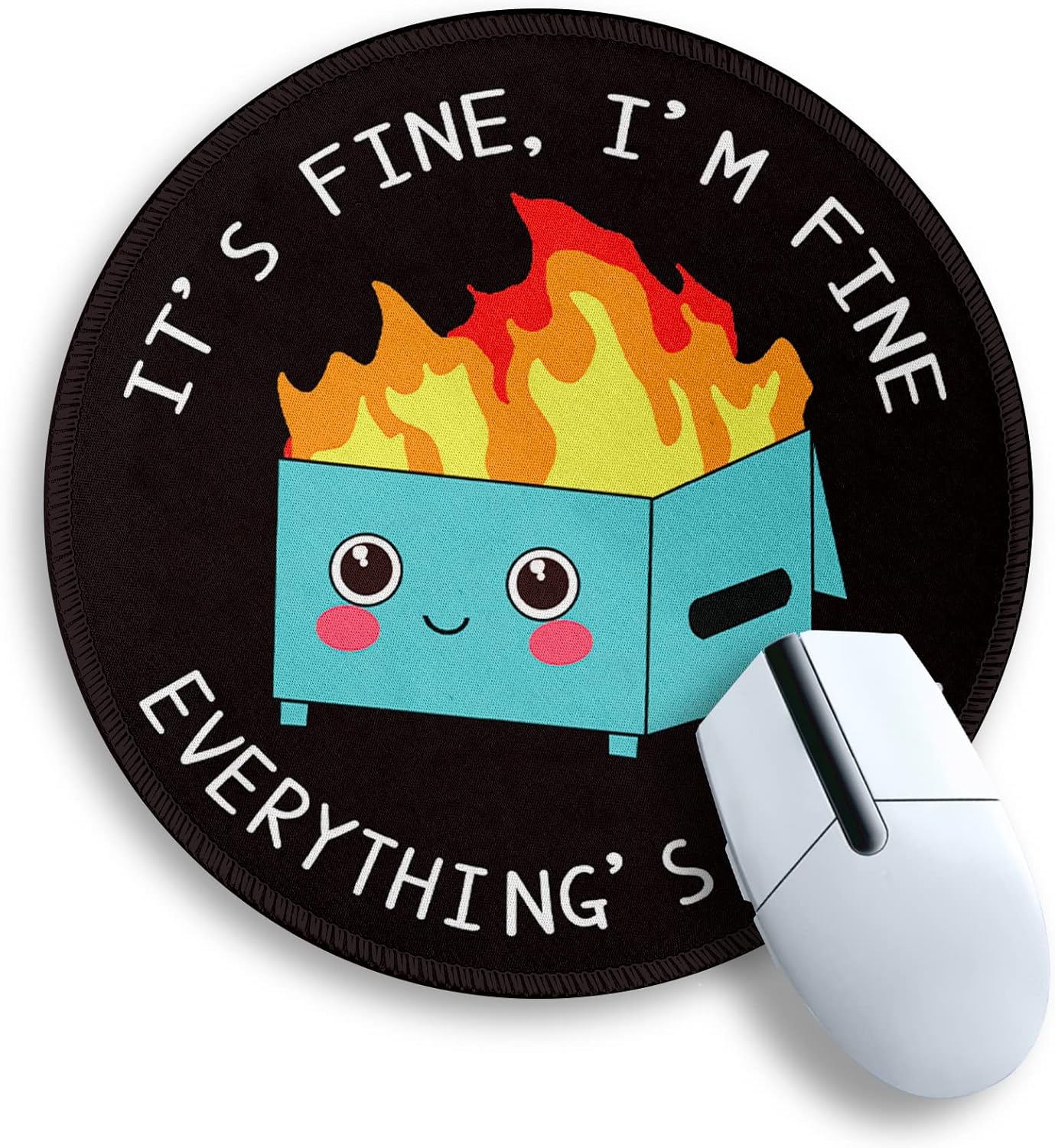 Cute Funny Round Mouse Pad, Non-Slip Base, Home Office Decor