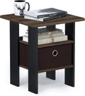 Furinno ANDREY Side Table with Open Shelves and Storage Bin - Compact