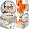 Baby Shower Plates Set 350 Pcs - Bulk Halloween Pumpkin Party