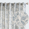 Floral Linen Curtains 96 in Back Tab Panels - Light Filtering