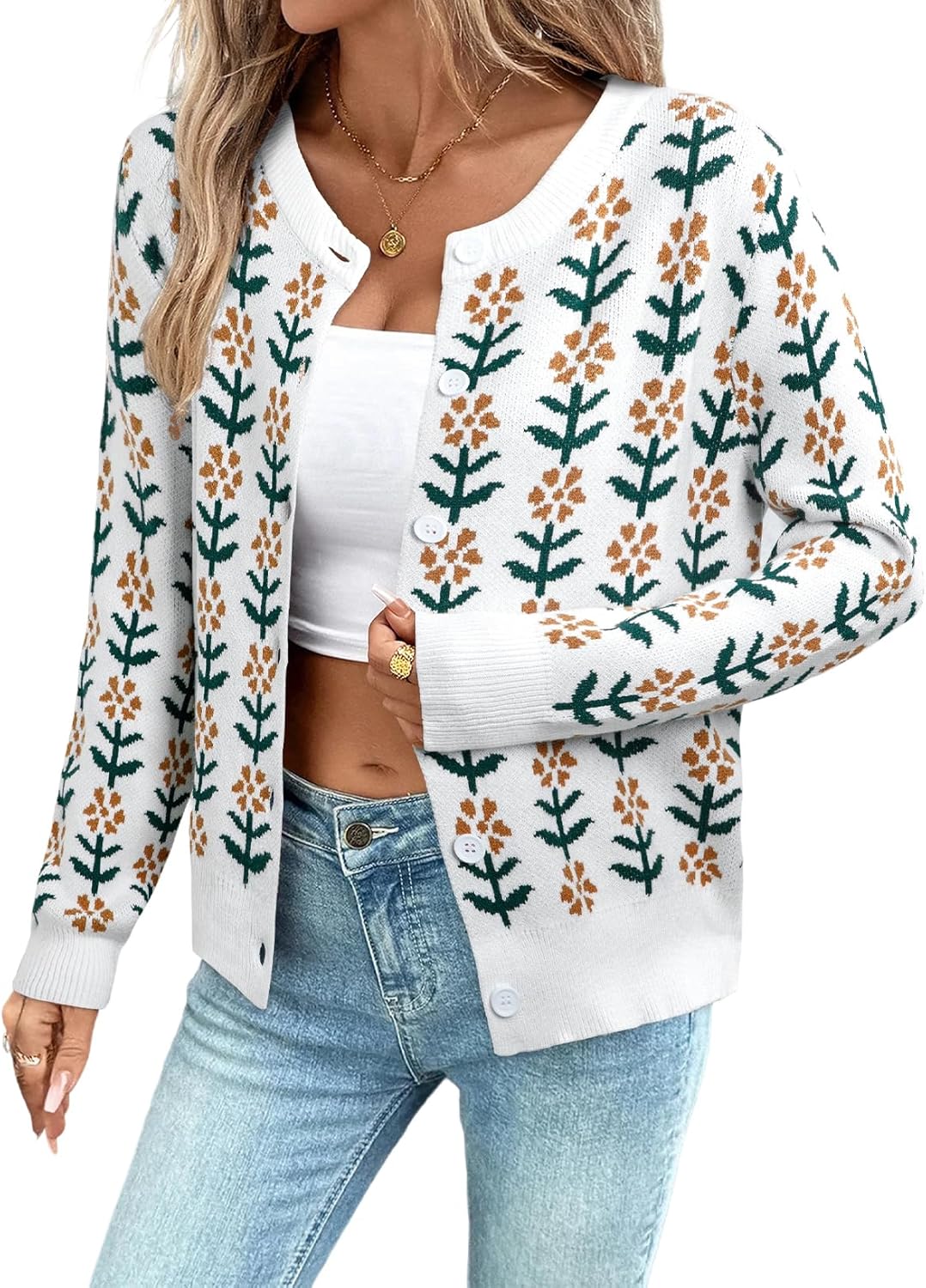 Sidefeel Women's Button Down Cardigan Sweater for Fall Fashion