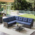 Outdoor Furniture Sectional Sofa L Shaped Couch - 3 Piece Patio Wicker