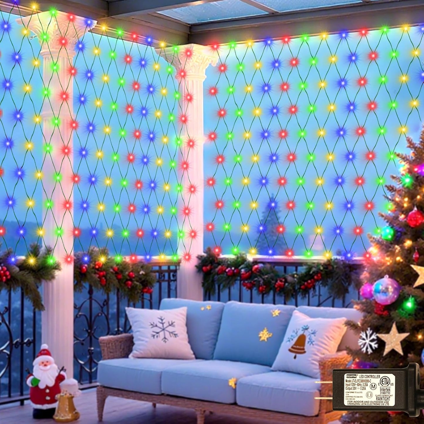 360LED Colorful Christmas Net Lights for Outdoor Holiday Decor