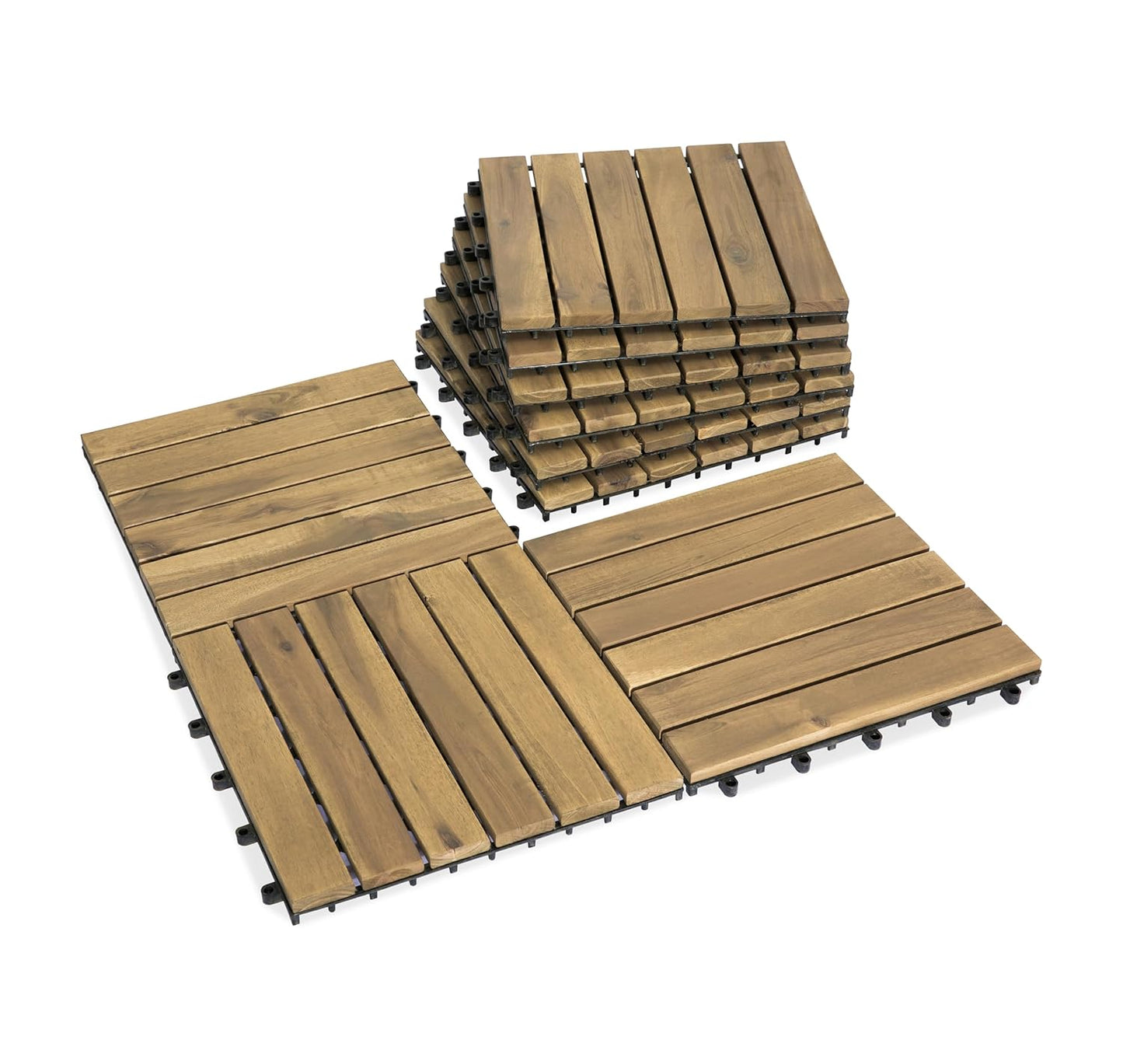 Acacia Wood Decking Tiles for Easy Interlocking Outdoor Flooring