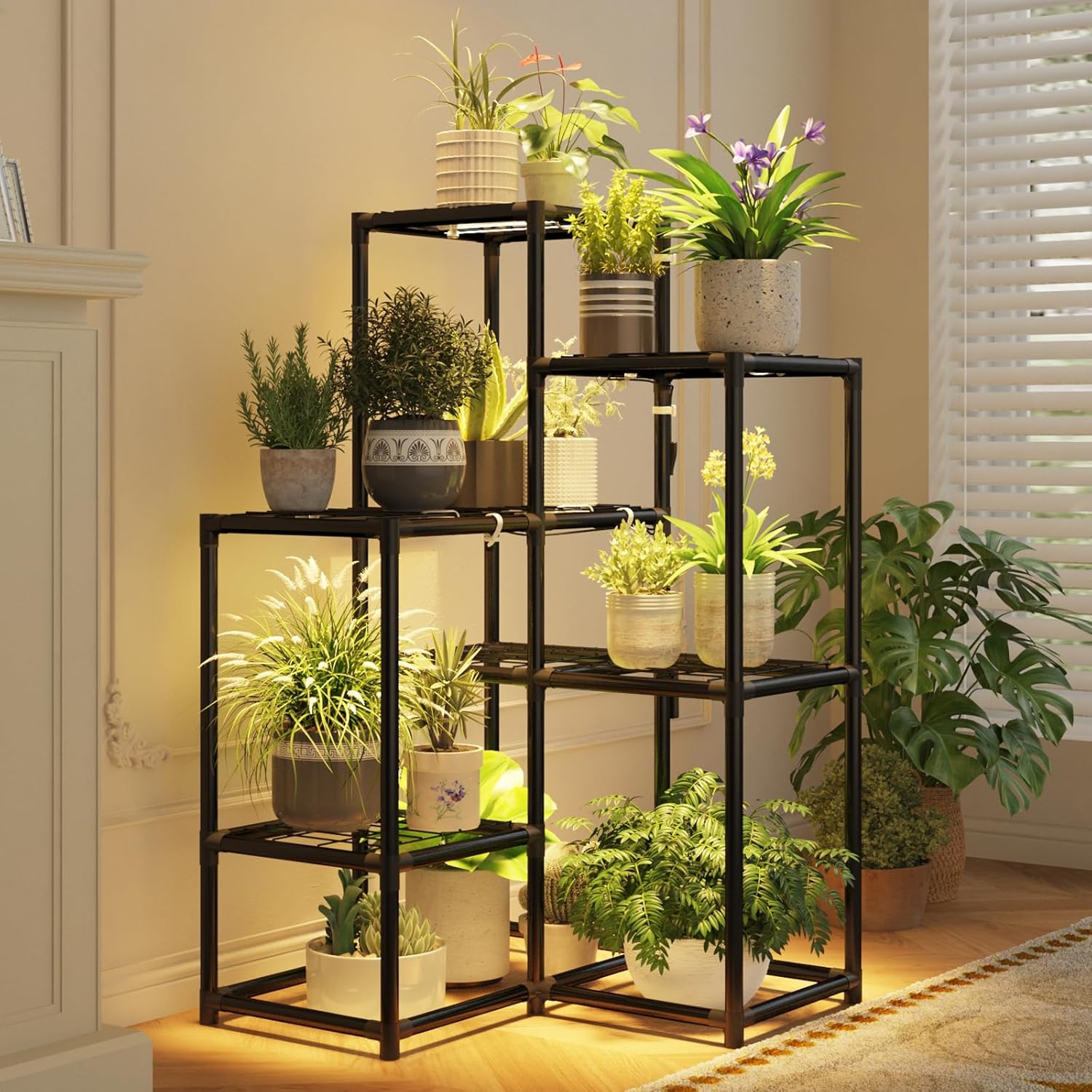 Corner Plant Stand with Grow Lights for Indoor Plants Care