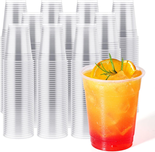 JOLLY CHEF 1000 Pack Clear 12 oz Disposable Cups - Perfect for Cold Drinks!