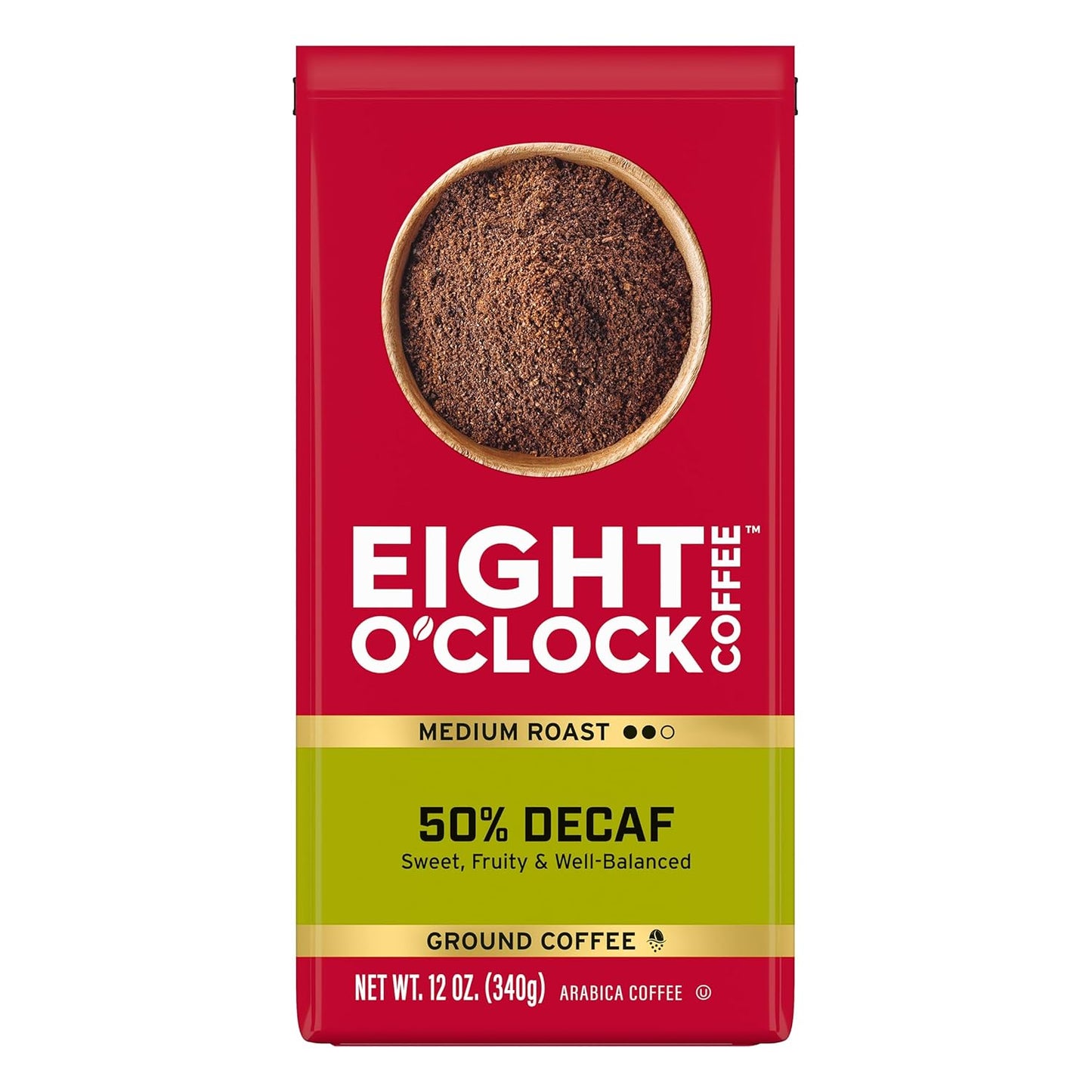 Eight O'Clock Coffee 50% Decaf Ground Coffee, Medium Roast