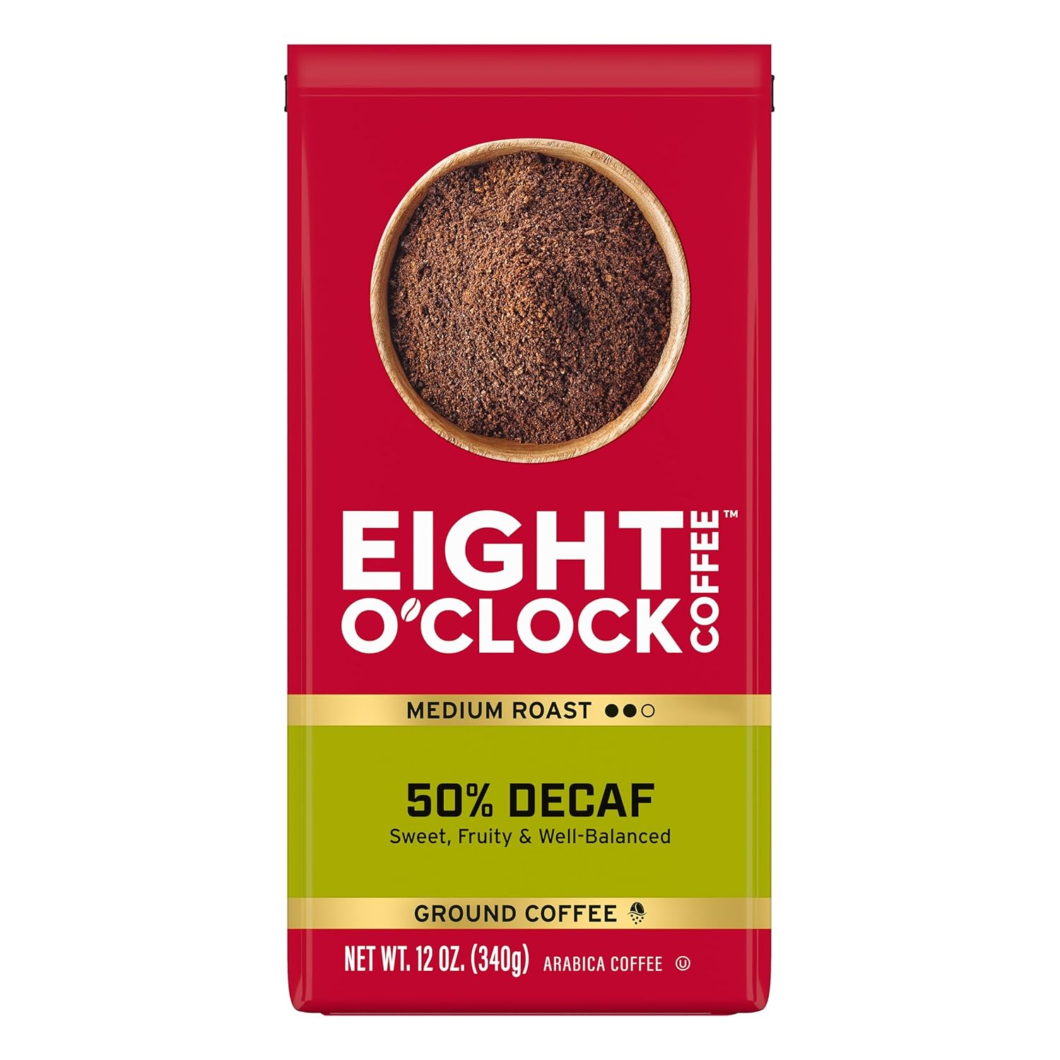Eight O'Clock Coffee 50% Decaf Ground Coffee, Medium Roast
