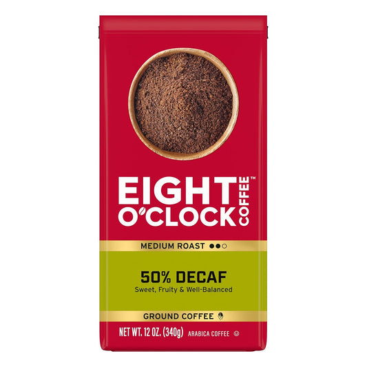 Eight O'Clock Coffee 50% Decaf Ground Coffee, Medium Roast