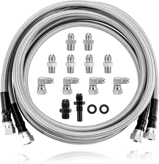 6AN SS Braided Transmission Cooler Lines Kit for Chevy and Ford