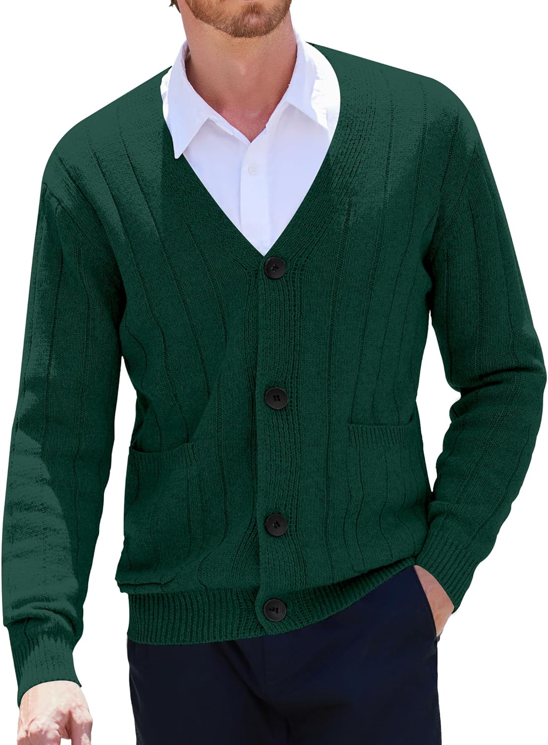 COOFANDY Men's Cardigan Sweater with Pockets for Comfort