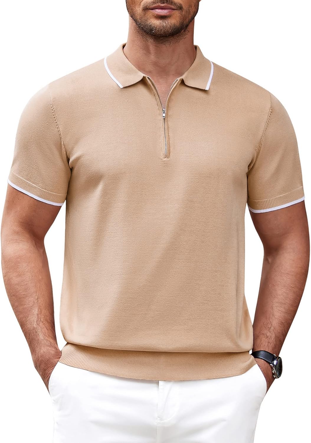 Men's Zipper Polo Shirt for Casual Style and Comfort