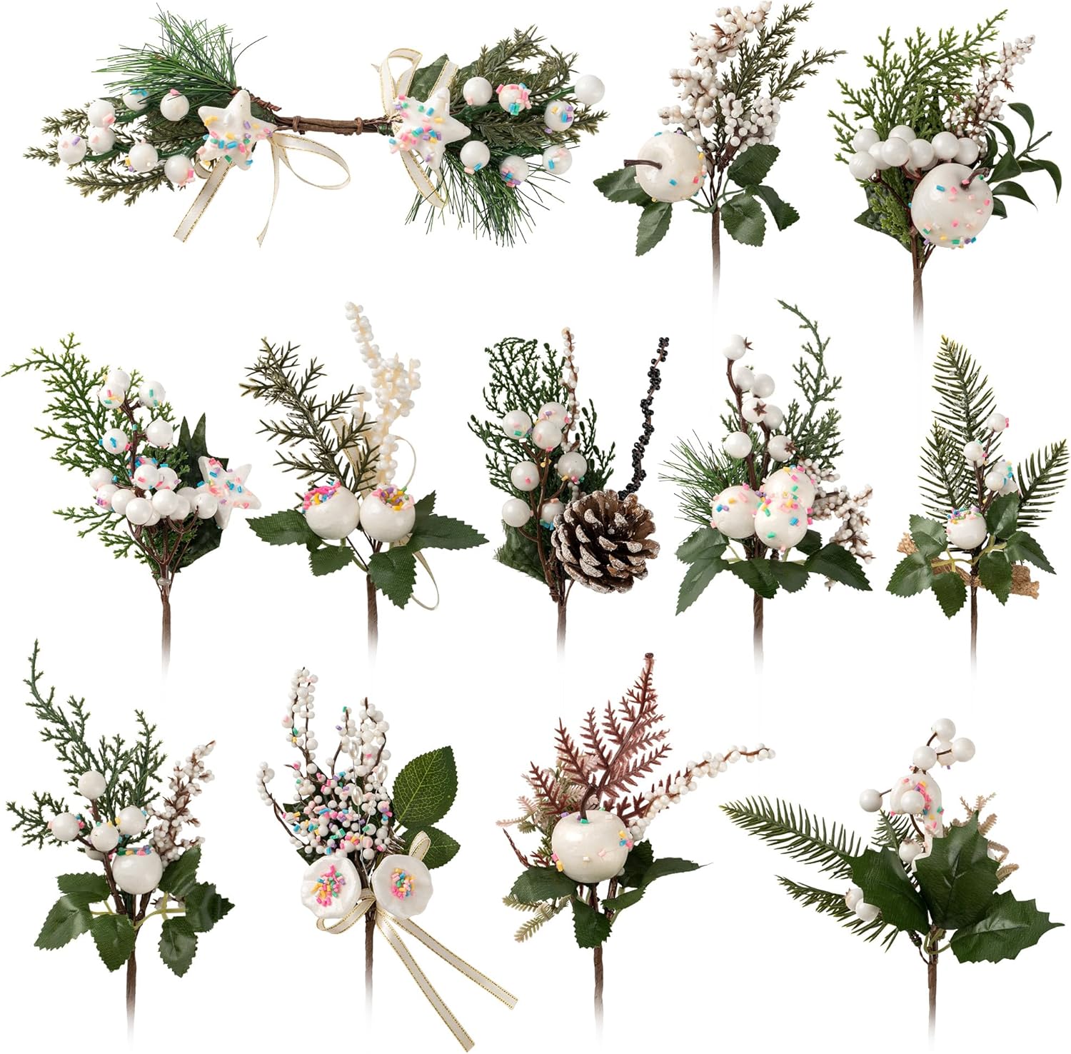 Crafare12 Pack Christmas Tree Picks: Festive Winter Decor