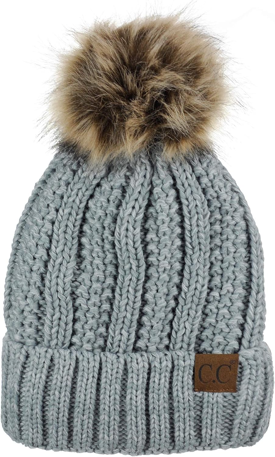 C.C Faux Fur Pom Beanie: Warm & Stylish!