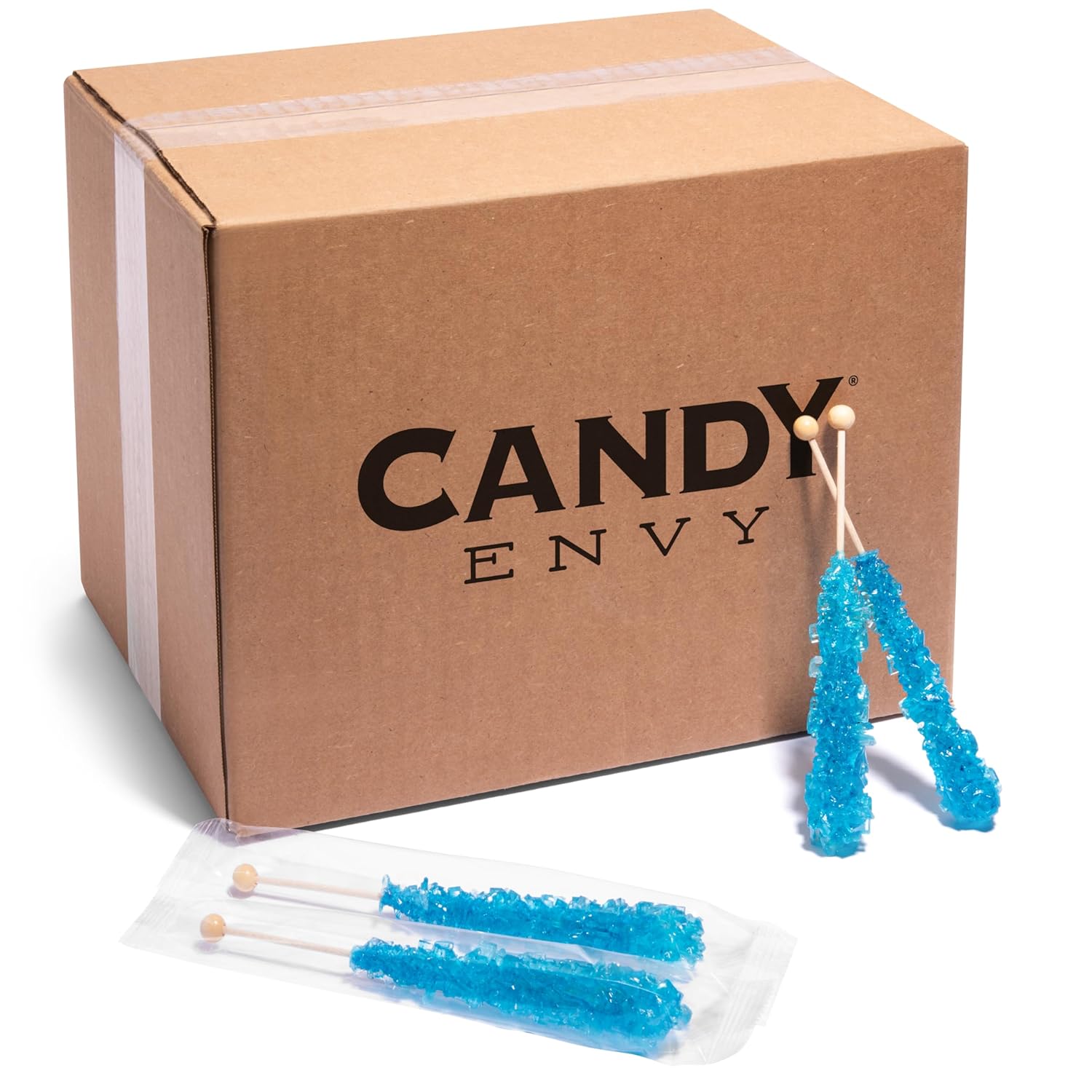 Blue Rock Candy Sugar Sticks - Blue Raspberry Flavor Treats