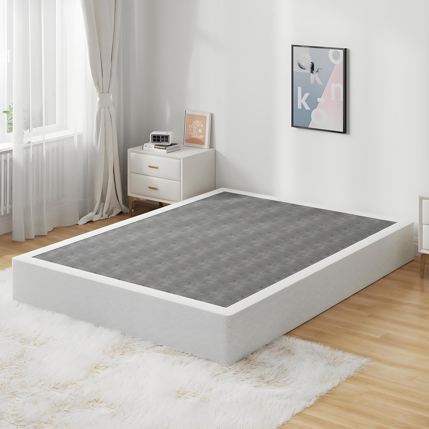 King Box Spring Bed Base 9 Inch for Heavy Duty Support