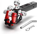 Trailer Hitch Tri Ball Mount with Hook & Rotatable Tow Shackle