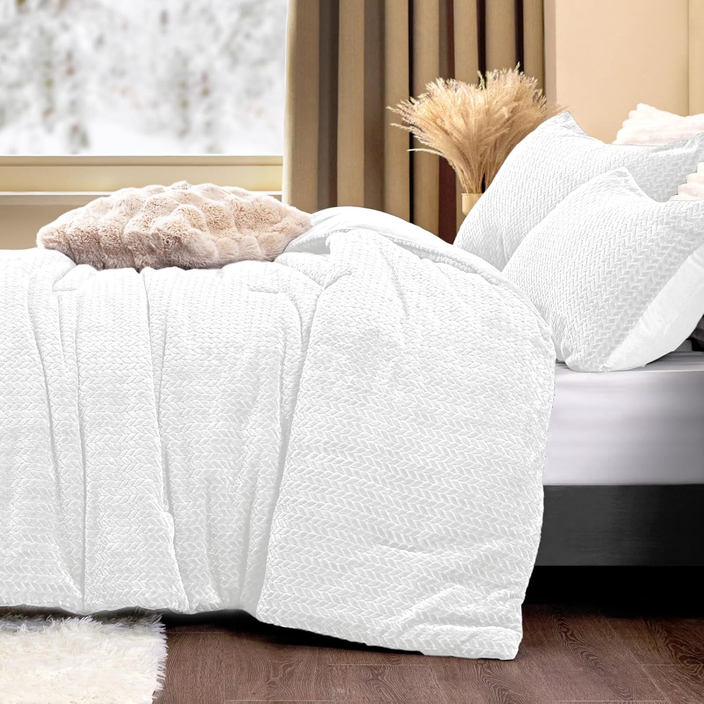 Fluffy Full Comforter Set - Ultra Soft Fuzzy Velvet Bedding