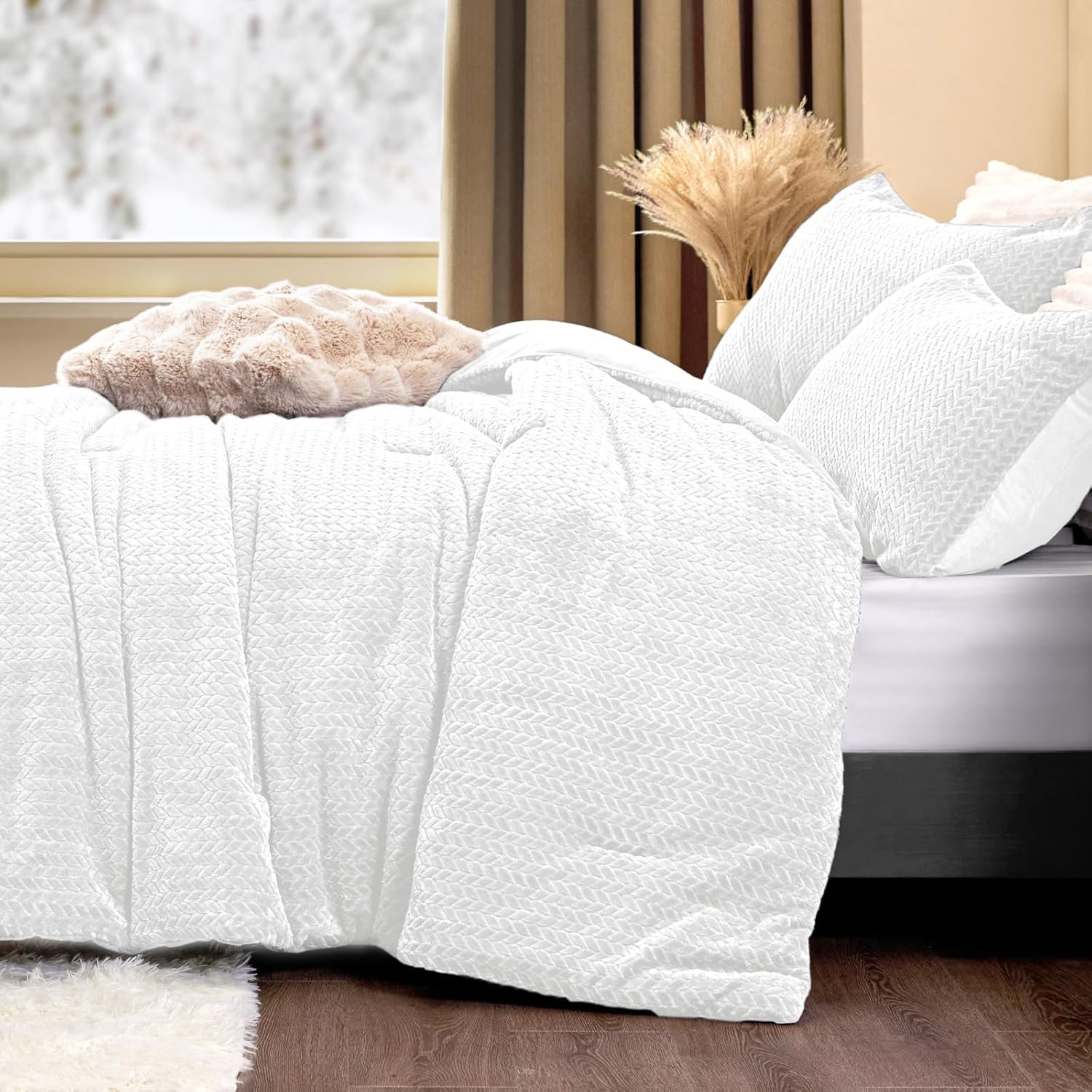 Fluffy Full Comforter Set - Ultra Soft Fuzzy Velvet Bedding