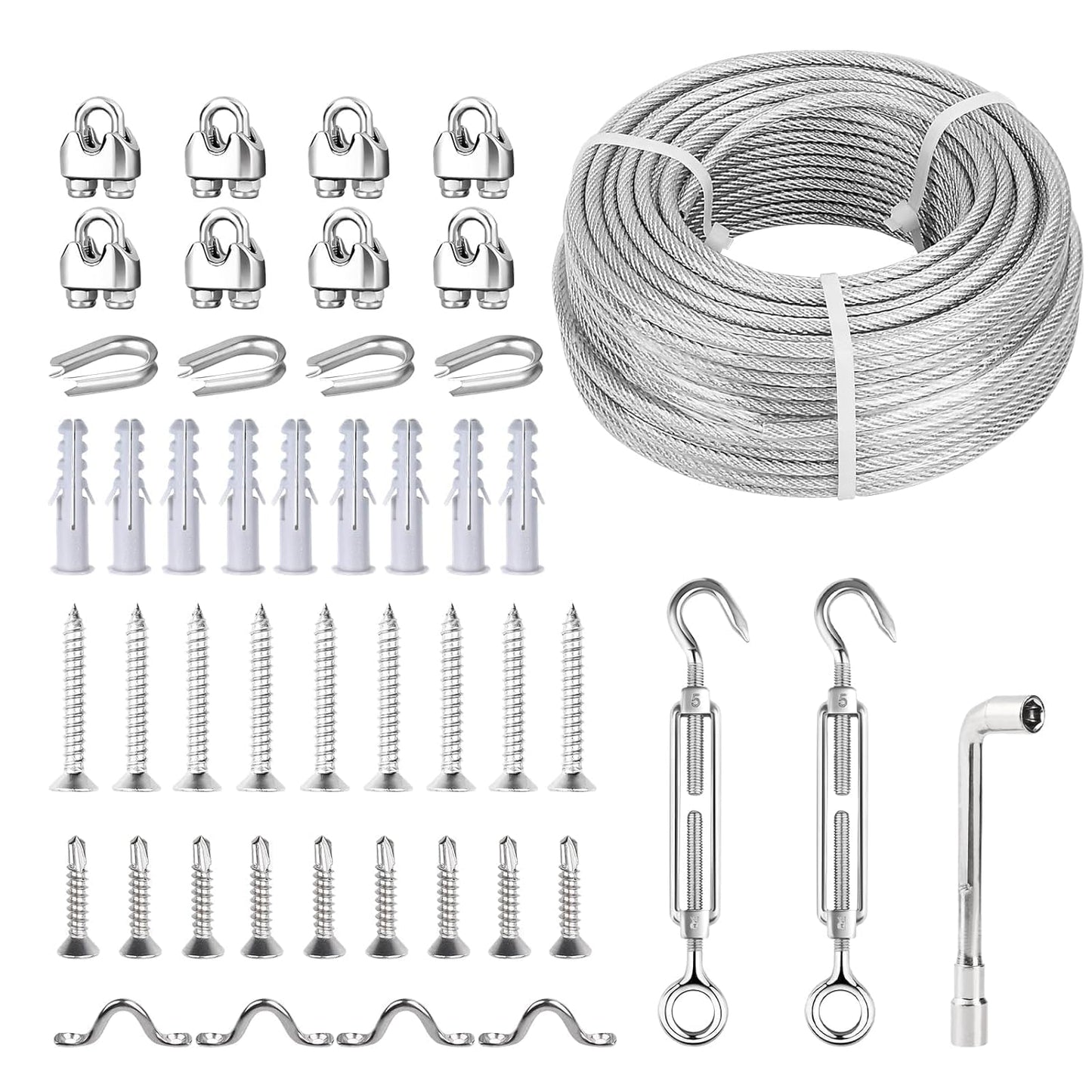 3/16 Wire Rope Kit with Turnbuckles for DIY Projects and More