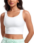 CRZ YOGA Womens Ribbed Longline Sports Bra - Soft Light Support