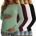 4 Pack Womens Maternity Ribbed Knit Long Sleeve Tops - Comfortable can