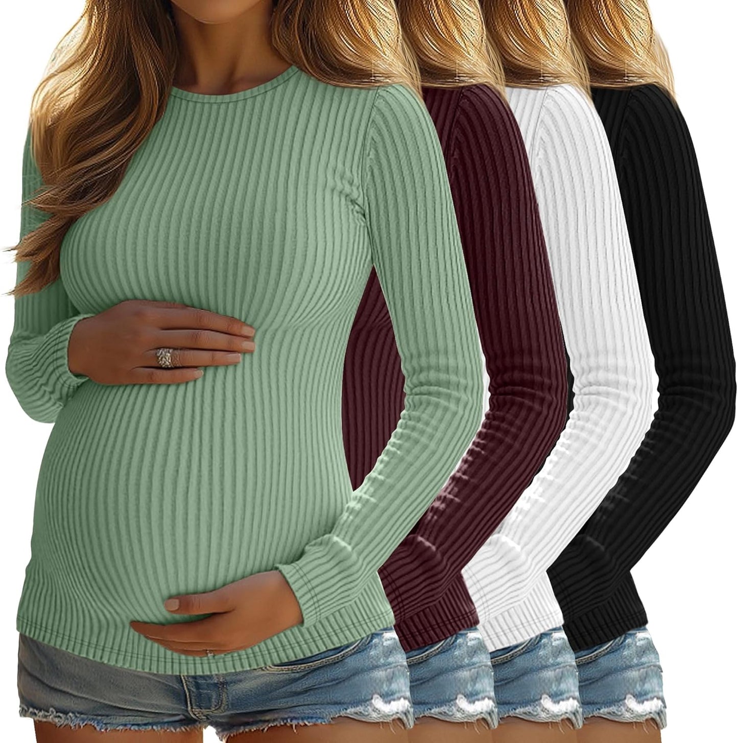 4 Pack Womens Maternity Shirts Long Sleeve Casual Tops