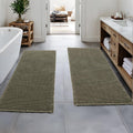 Waffle Bathroom Runner Rugs Set of 2 - Super Absorbent Non Slip Bath