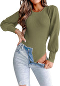 Long Puff Sleeve Sweaters for Women Bodysuit - Cozy Fall Knit Shoes