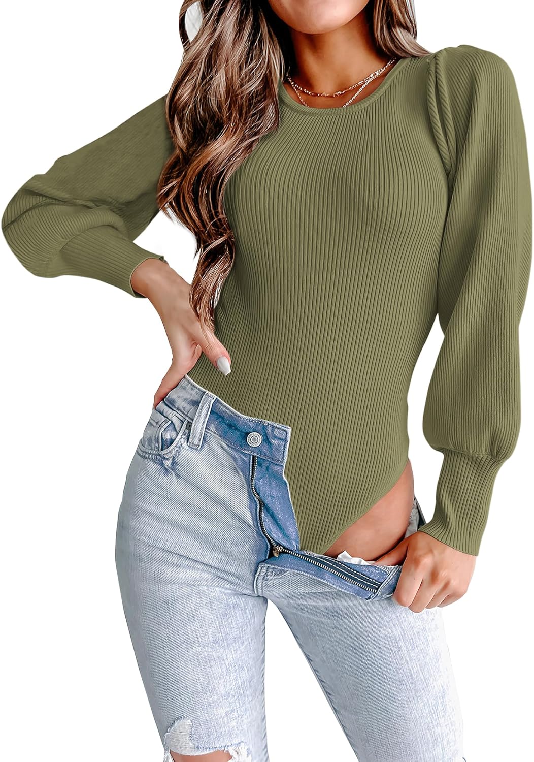 Long Puff Sleeve Sweaters for Women by MASCOMODA - Stylish Fit